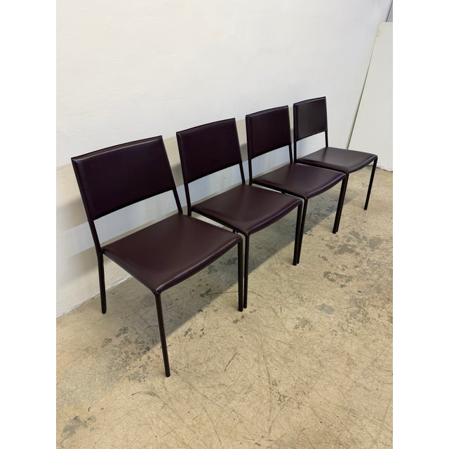 Modern Leather Wrapped Dining Chairs by Frag, Italy 2000s - Set of Four For Sale - Image 3 of 18