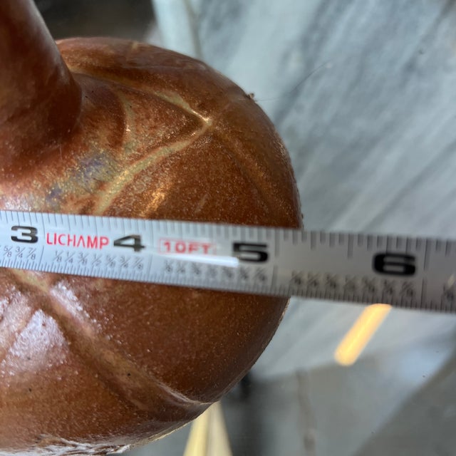 Boho Chic Small 1990s Brown Ceramic Boho Chic Vase, Signed by the Artist For Sale - Image 3 of 10