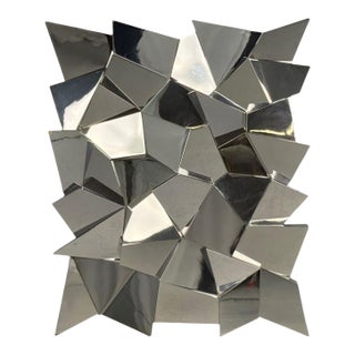 Brutalist Style, Geometric Chrome Wall Mirror, American, 2010s For Sale