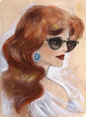 Erik Freyman, Sketch of a Lady, Watercolor With Pastel