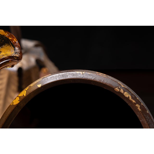 Early 20th Century Art Nouveau Brass and Amber Glass Tear Drop Epergne Lamp For Sale - Image 13 of 18