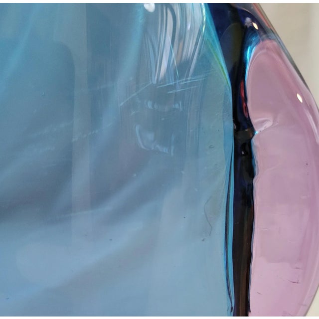 Glass 1970s Mid-Century Modern Sommerso Art Glass Penguin Vase Attrib. Flavio Poli For Sale - Image 7 of 9