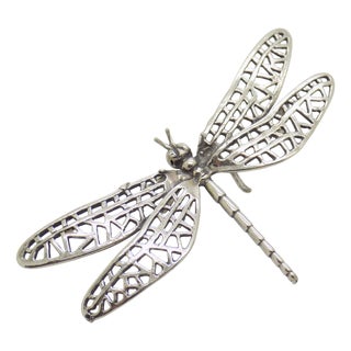 Vintage Italian Handmade Silver Life Size Dragonfly Figurine, 1980s For Sale
