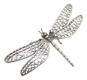 Vintage Italian Handmade Silver Life Size Dragonfly Figurine, 1980s