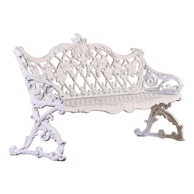 Victorian Revival Cast Aluminum Sleigh-Form Garden Bench, C. 1950. For Sale