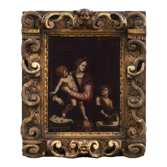 'Mary With Jesus and St. John the Baptist', 17th Century Milanese School Oil For Sale