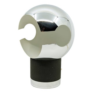 Space Age Italian Chrome Plated and Black Metal Table Lamp, 1960s For Sale
