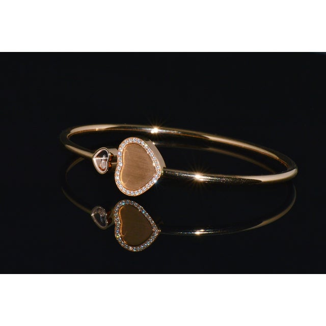Metal Authentic Chopard Happy Hearts James Bond 007 Limited Edition 18k Rose Gold Diamond Bangle Bracelet For Sale - Image 7 of 15