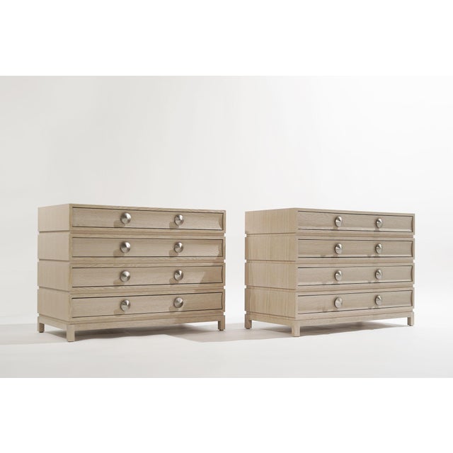 Modern Stacked Commodes in Limed Oak - a Pair For Sale - Image 3 of 18