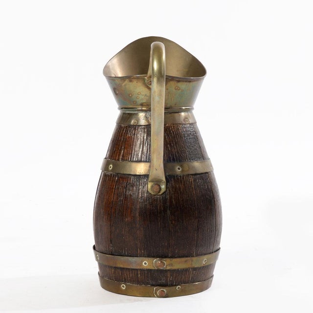 1920s 1920s French Staved Oak and Brass Bound Jug For Sale - Image 5 of 6