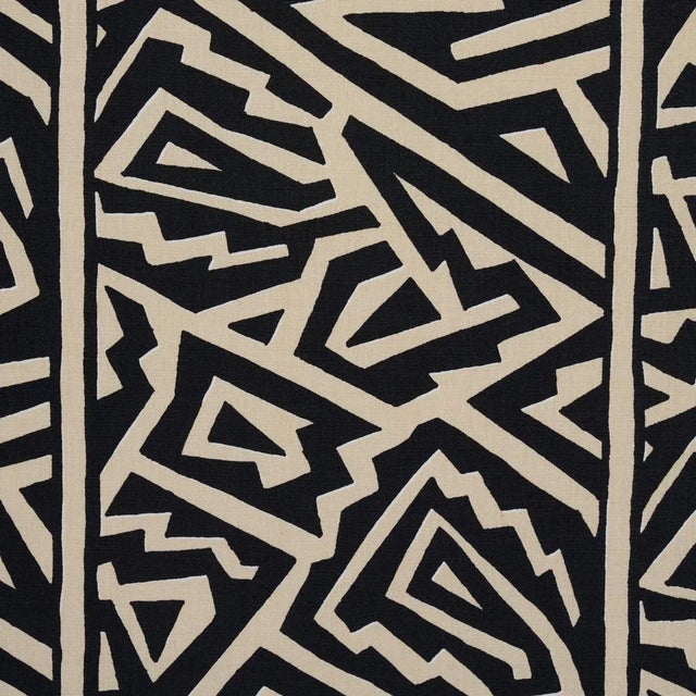 Mid-Century Modern Sample - Schumacher X David Kaihoi Jagged Maze Fabric in Black For Sale - Image 3 of 4