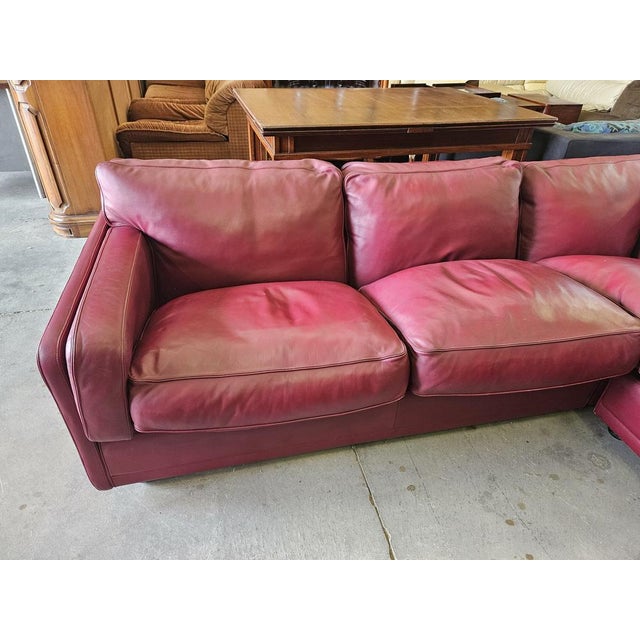 Poltrona Frau Modular Corner Sofa in Bordeaux Leather from Poltrona Frau, Italy, 1970s, Set of 3 For Sale - Image 4 of 18