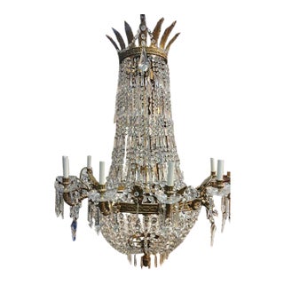 Early 19th Century Crystal and Bronze Chandelier For Sale