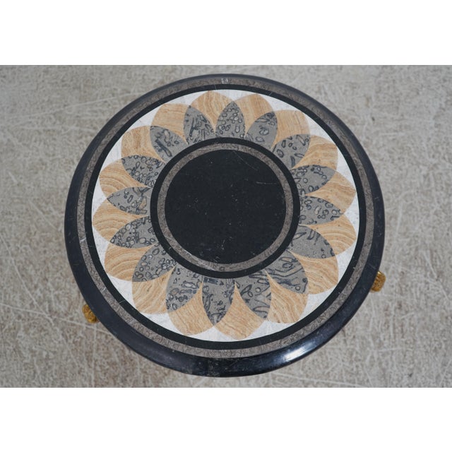 Traditional Maitland Smith Piera Dura Marble Top Rams Head Lamp Table For Sale - Image 3 of 12