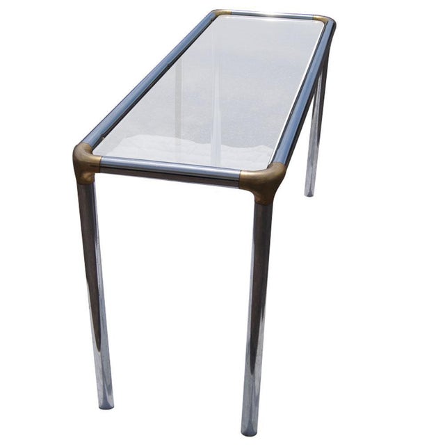Maison Jansen Maison Jansen Style Glass and Chrome Console Table For Sale - Image 4 of 7