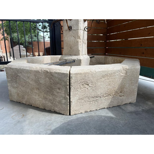 French Country Auriol French Limestone Octagonal Center Fountain From Provence For Sale - Image 3 of 12