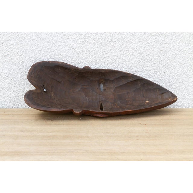 Brown Metal Inlay Decorative Kwele African Mask For Sale - Image 8 of 9