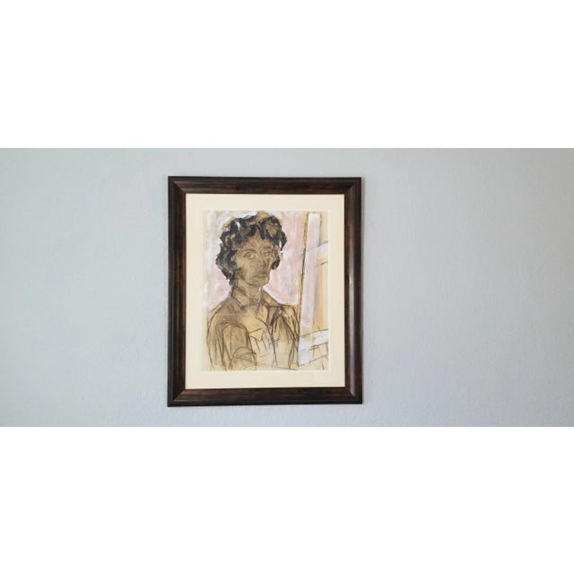 Mid-Century Modern Vintage Abstract Female Portrait Painting For Sale - Image 3 of 11