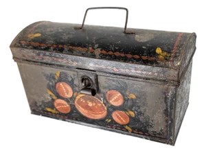 19th Century Primitive Americana Painted Toleware Tin Box