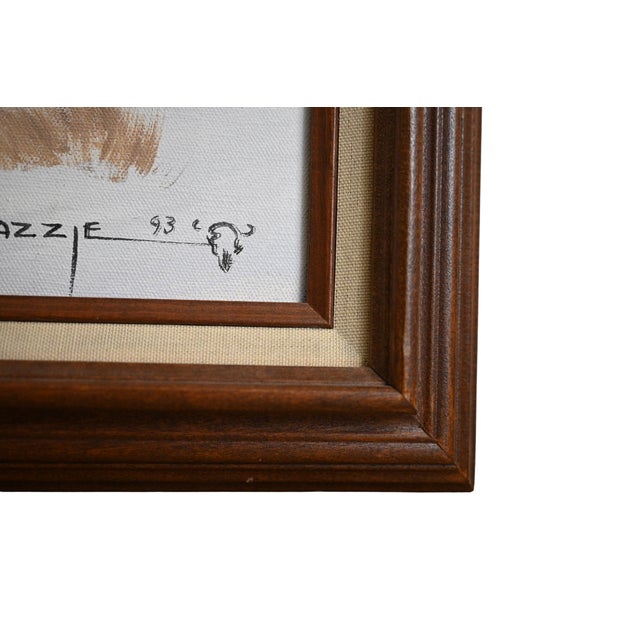 1990s Johnny Yazzie (Navajo/Diné) "Moonlit Plains Riders" Original on Canvas (1993) - Spiritual Landscape For Sale - Image 5 of 6