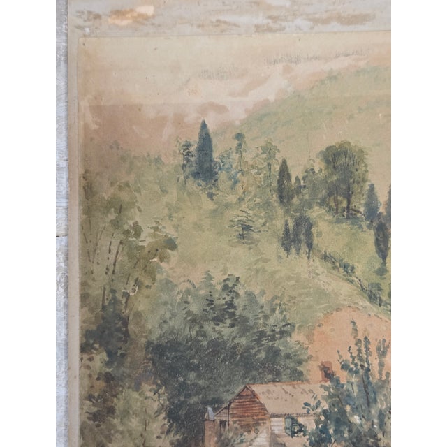 Landscape Scene With House and Mill, Watercolor, j.w. Spaveil June 11 1886 For Sale In Denver - Image 6 of 9