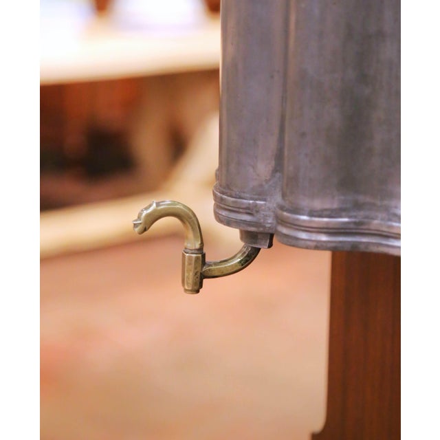 18th Century French Louis XV Pewter Lavabo Fountain With Walnut Stand For Sale - Image 11 of 14