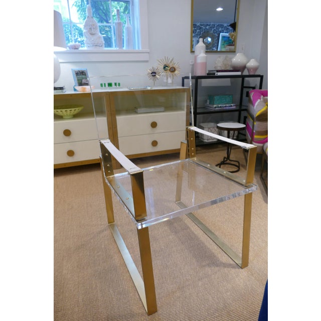 2010s Century Lucite & Brass Halo Chair For Sale - Image 5 of 12