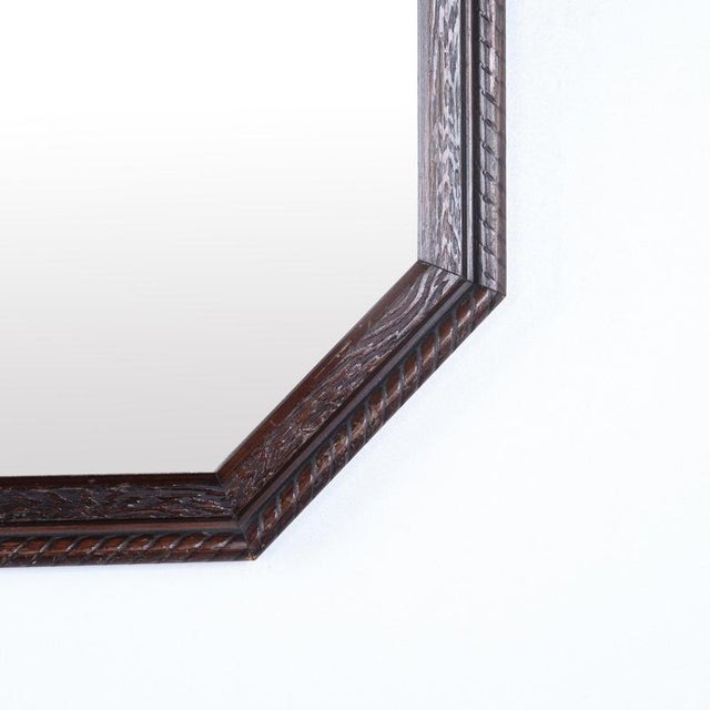 Octagonal Mirror in Dark Wood, 1890s For Sale - Image 4 of 6