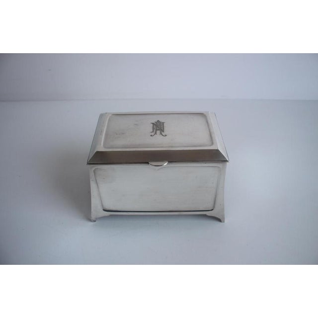Elegant box made of silver-plated alpaca, marked "ART KRUPP BERNDORF" - this mark was used for high-quality silver-plated...