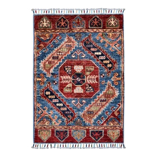 Blue Afghan Kazak Rug, 2 X 3 For Sale