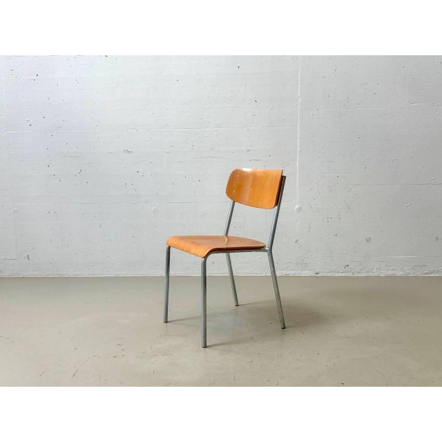 Vintage Stacking Chair in Plywood and Tubular Steel, 1970s For Sale - Image 16 of 18
