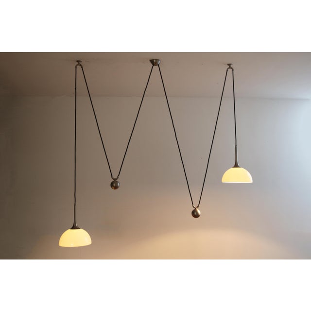 Double Posa 22 Counterweight Pendant Lamp in Nickel and Porcelain by Florian Schulz, 1990s For Sale - Image 6 of 12
