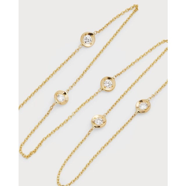 Contemporary Roberto Coin, 18k Yellow Gold and Diamond Station Necklace For Sale - Image 3 of 4