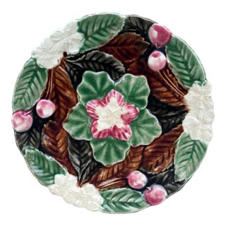 Majolica Cherries Plate Orchies, Circa 1910 For Sale