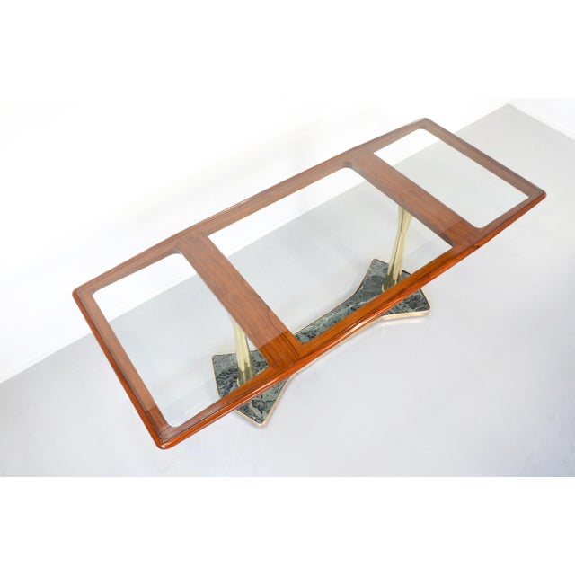 Glass Italian Dining Table in Teak and Marble, 1960s For Sale - Image 7 of 13