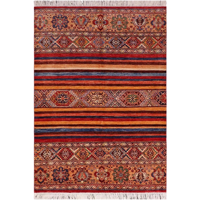 1990s Southwestern Tribal Khorjeen Wool Rug -5′ × 6′8″ For Sale - Image 9 of 9