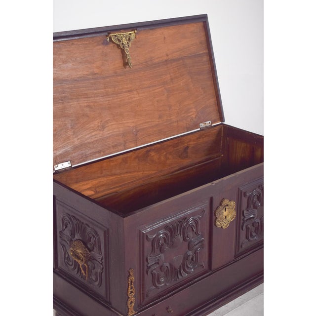 Antique Portuguese Carved Wooden Chest, 1890s For Sale - Image 10 of 14