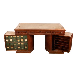 Rare Model No. 8 Rotary Desk in Queen Anne Style with Wooton Rotating Cases For Sale