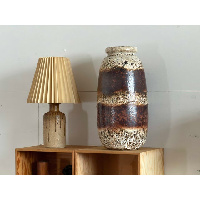 West german xxl floor vase in fat lava glazed ceramic, model 284-53 by scheurich, 1970s. The vase is 55 cm tall with a...