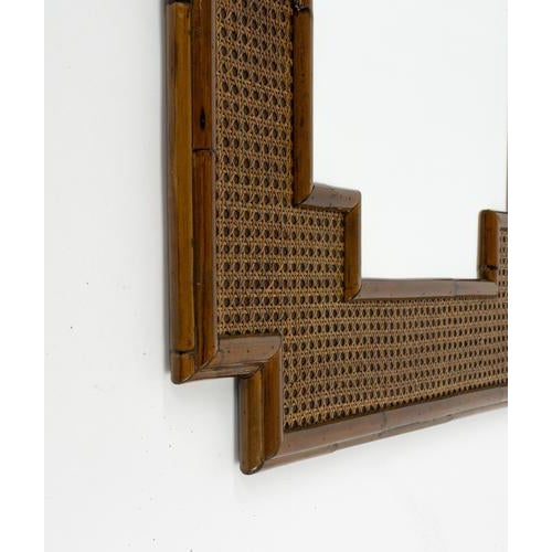 Wood Mid-Century Modern Italian Bamboo and Rattan and Wicker Wall Mirror, 1970s For Sale - Image 7 of 12