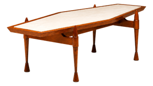 Brazilian Modern Coffee Table in Caviúna Wood and Marble by Bertomeu, Brazil, 1960s