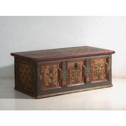Antique Marriage Chest in Painted Pine, Central Europe, 1775 For Sale - Image 18 of 18
