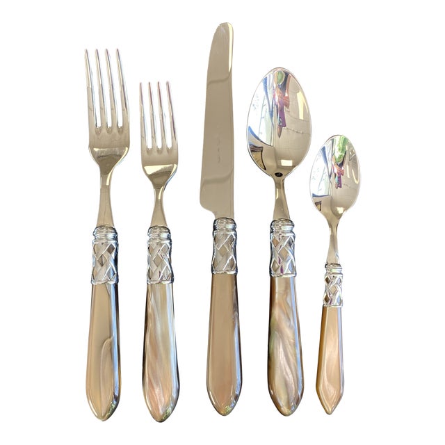 Bugatti Italy for Vietri Aladdin Taupe Brilliant Stainless Flatware 5