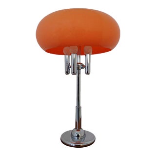 Italian Orange Plastic & Chrome Table Lamp, 1960s For Sale