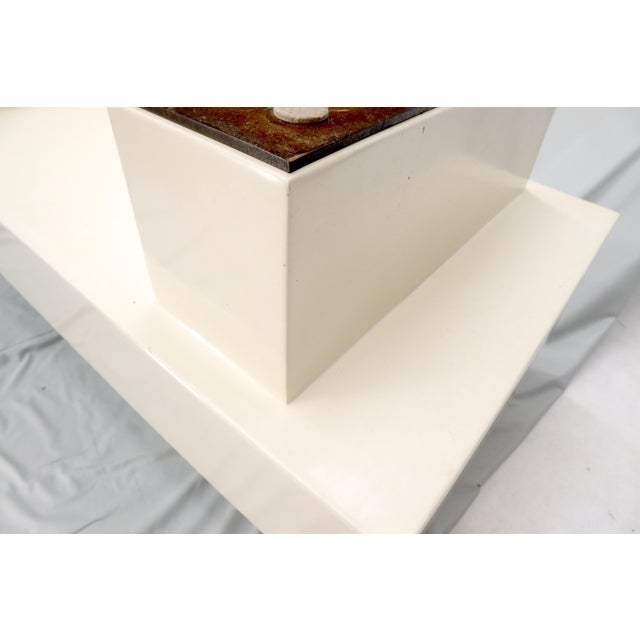 Mid-Century Modern Mid Century Modern Double Pedestal Thick Cream Off-White Lacquer Coffee Table For Sale - Image 3 of 11