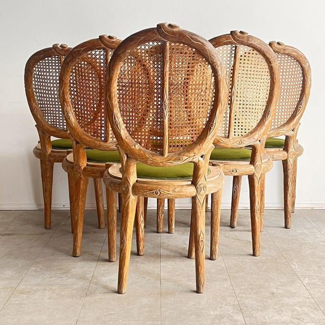 Sculptural Chairs in Faux Bois and Vienna Straw, Italy, 1970s, Set of 6 For Sale - Image 9 of 10