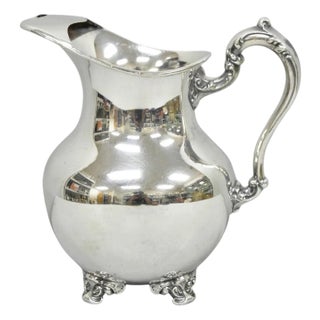 Vintage Poole Victorian Silver Plated Bulbous Footed Water Pitcher W/ Ice Lip For Sale