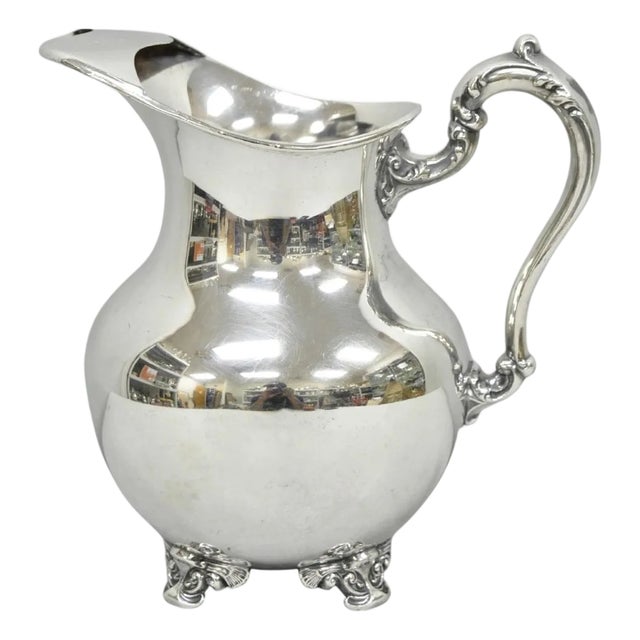 Vintage Poole Victorian Silver Plated Bulbous Footed Water Pitcher W/ Ice Lip For Sale