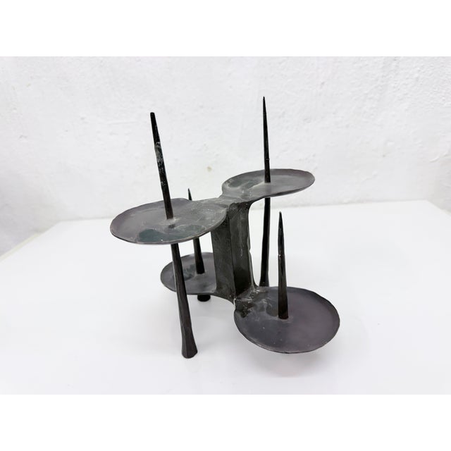 Brutalist Bronze 4-Candleholder by Manfred Bergmeister, 1970s For Sale - Image 10 of 10