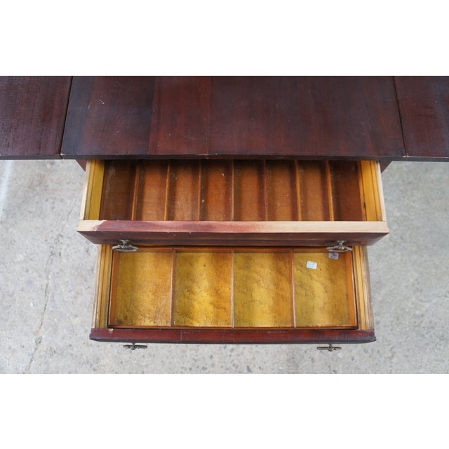 Antique American Empire Mahogany Drop Leaf Parlor Work Table Sewing Stand Chest For Sale - Image 6 of 16